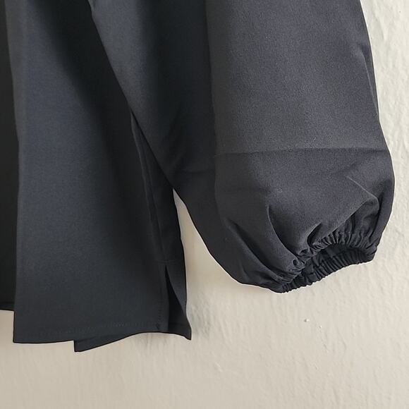 NEW J. Crew Puff Sleeve Satin Back Crepe Blouse Black Small Tall - Picture 7 of 8